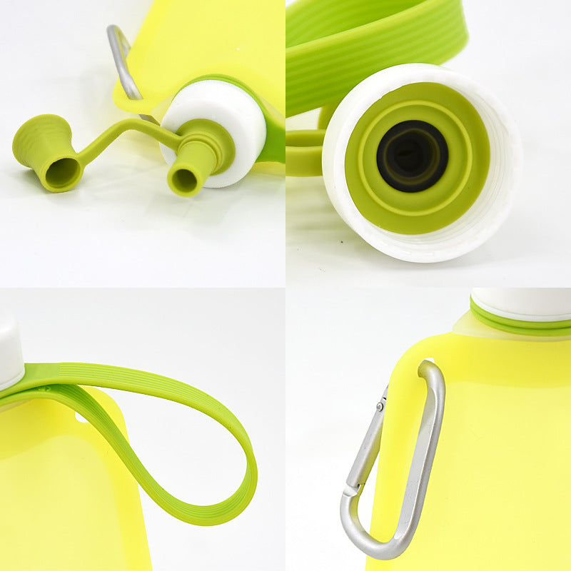 Collapsible Silicone Travel Water Bottle with Carabiner Bite Valve Bowlift