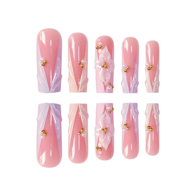 Floral Press-On Nail Extensions Bowlift