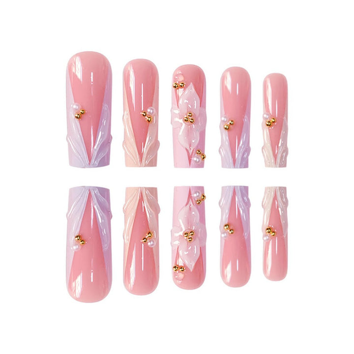 Floral Press-On Nail Extensions Bowlift