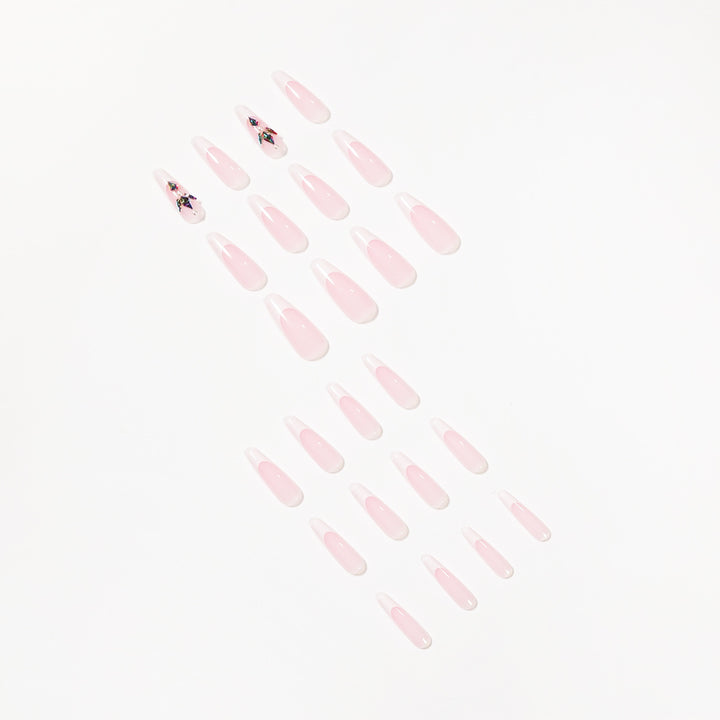 Premium Nail Extensions with Elegant Designs and Glitter Accents Bowlift