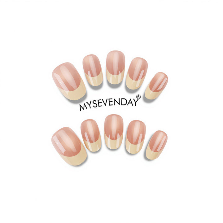 Glossy French Tip Press-On Nails Bowlift