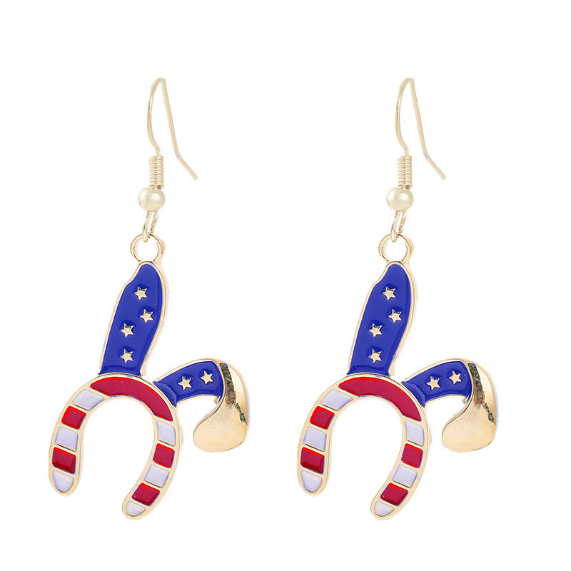 Women nan enamel horseshoe earrings with star motif and fishhook closure Bowlift