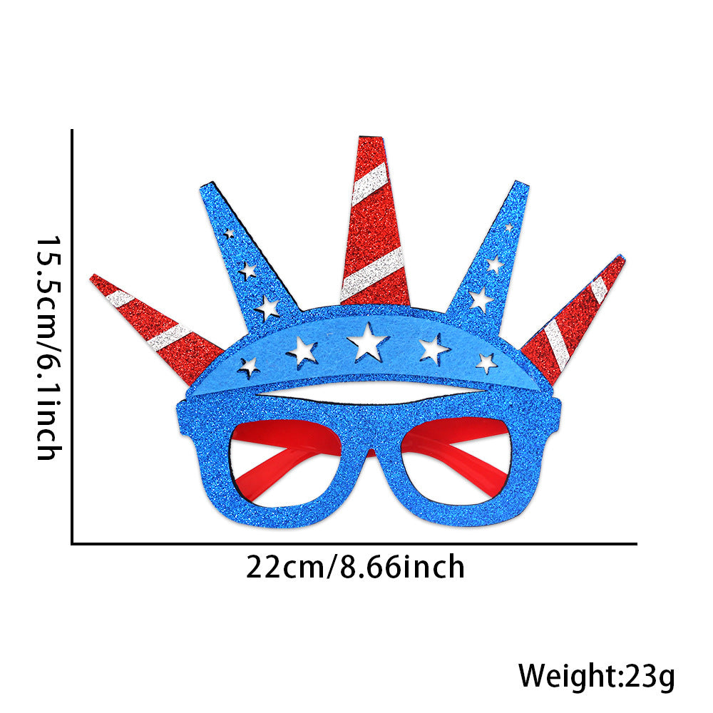 Unisex glitter glasses with USA lettering and round frame party glasses Bowlift