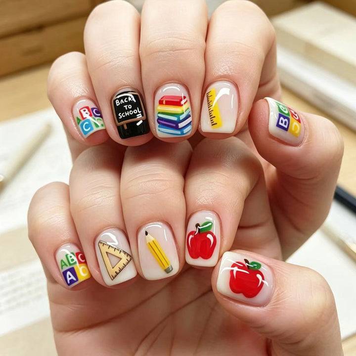 Creative School Motif Art Nails Bowlift