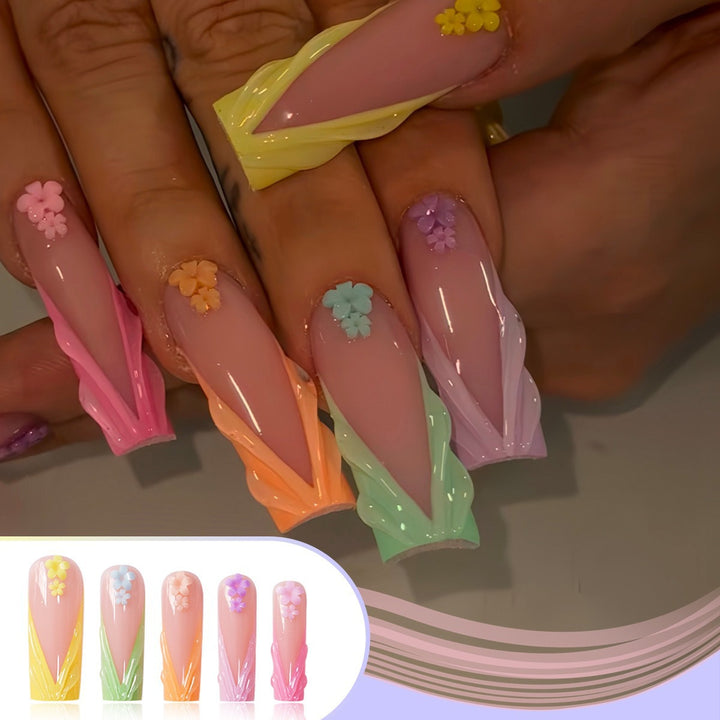 Floral Accent Long Nail Extensions Bowlift