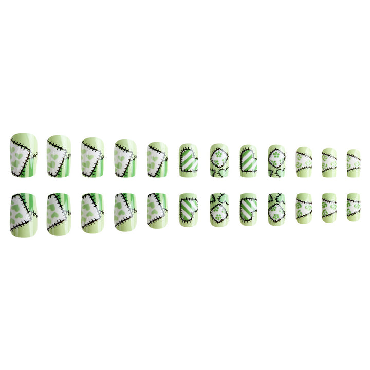 Artistic Patchwork Press-On Nail Design Bowlift