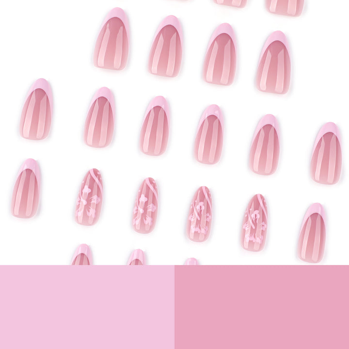 Elegant Artificial Nails with Flower Design Bowlift
