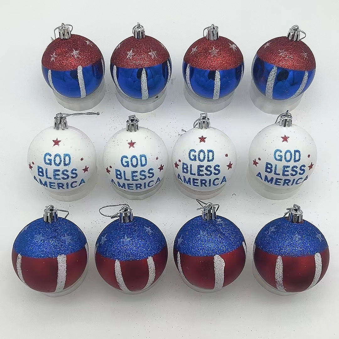 Unisex nan patriotic glass Christmas bauble set with glitter effect and inscription Bowlift