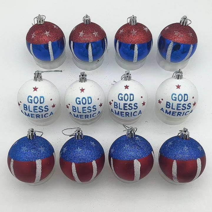 Unisex nan patriotic glass Christmas bauble set with glitter effect and inscription Bowlift