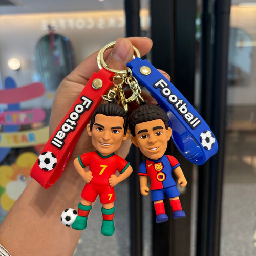 Collectible soccer player rubber keychain Bowlift