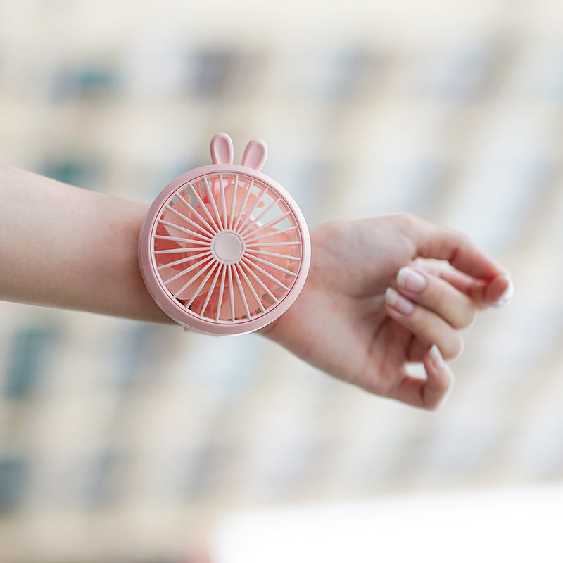 Unisex Portable Hand Fan with Integrated Wristband and Flexible Tilt Bowlift