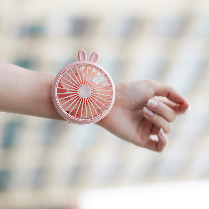 Unisex Portable Hand Fan with Integrated Wristband and Flexible Tilt Bowlift