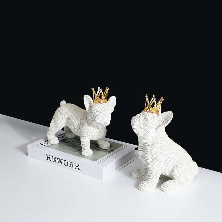 Decorative Dog Figurine with Crown