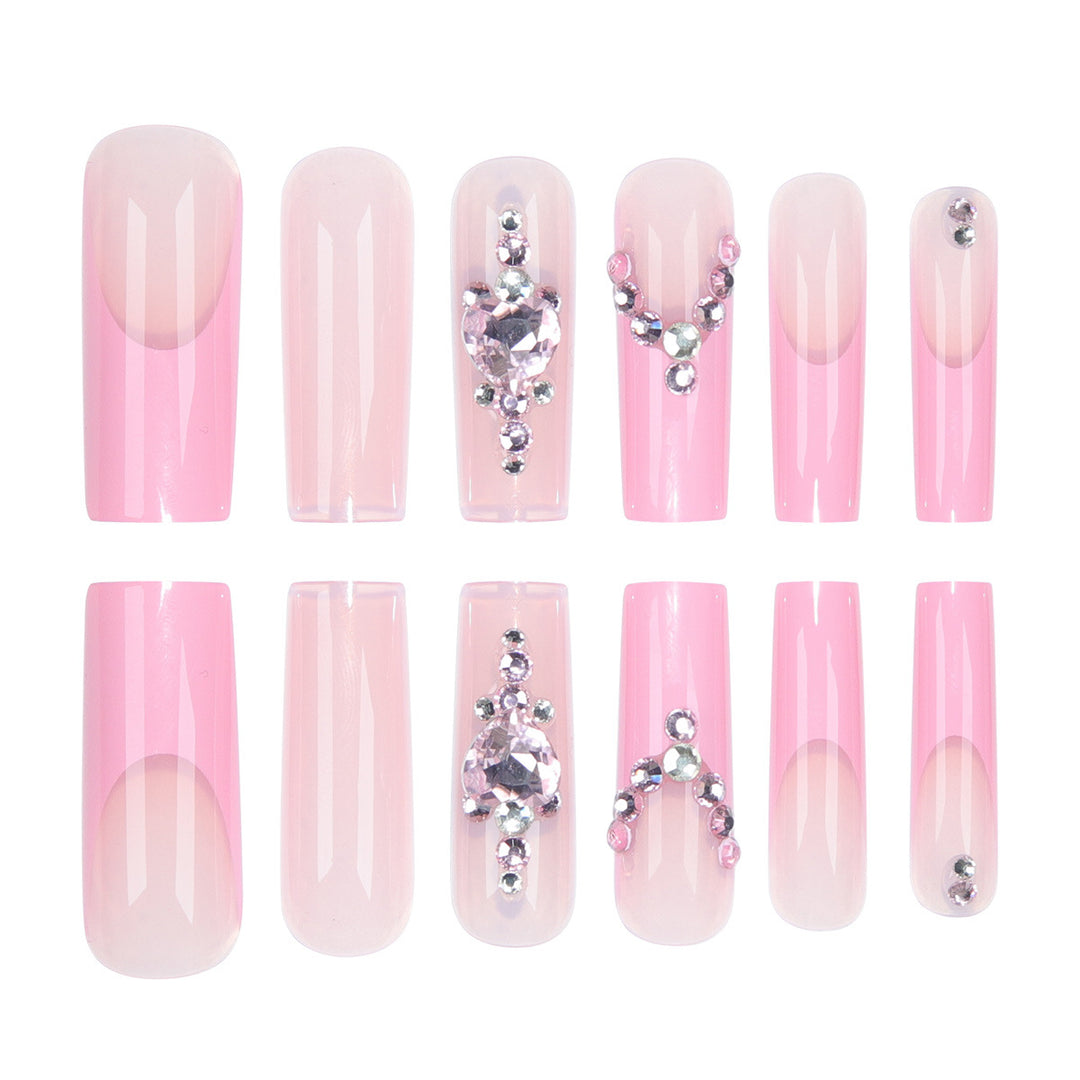Glamorous Crystal-Embellished Long Press-On Nails Bowlift