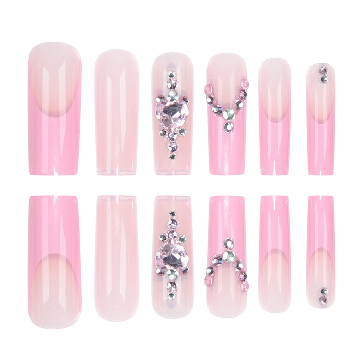 Glamorous Crystal-Embellished Long Press-On Nails Bowlift