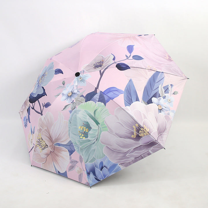 Ladies folding umbrella with artistic flower pattern Bowlift