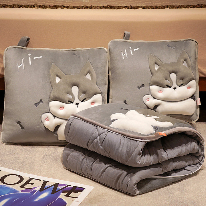 Plush Dog Cushion and Blanket Set Bowlift