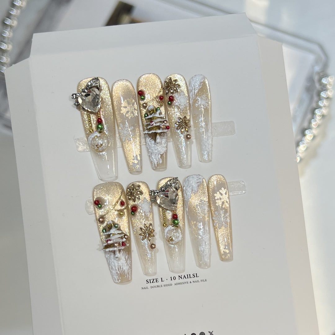 Festive Glamour Stiletto Press-On Nail Art Set Bowlift