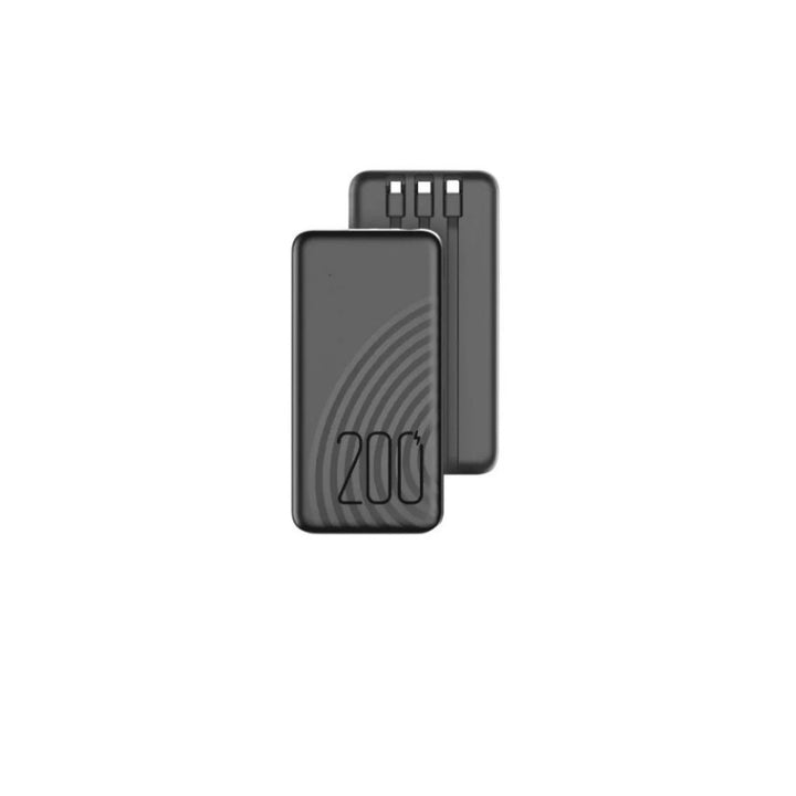 High-capacity wireless power bank with integrated retractable charging cables and LED battery indicators Bowlift