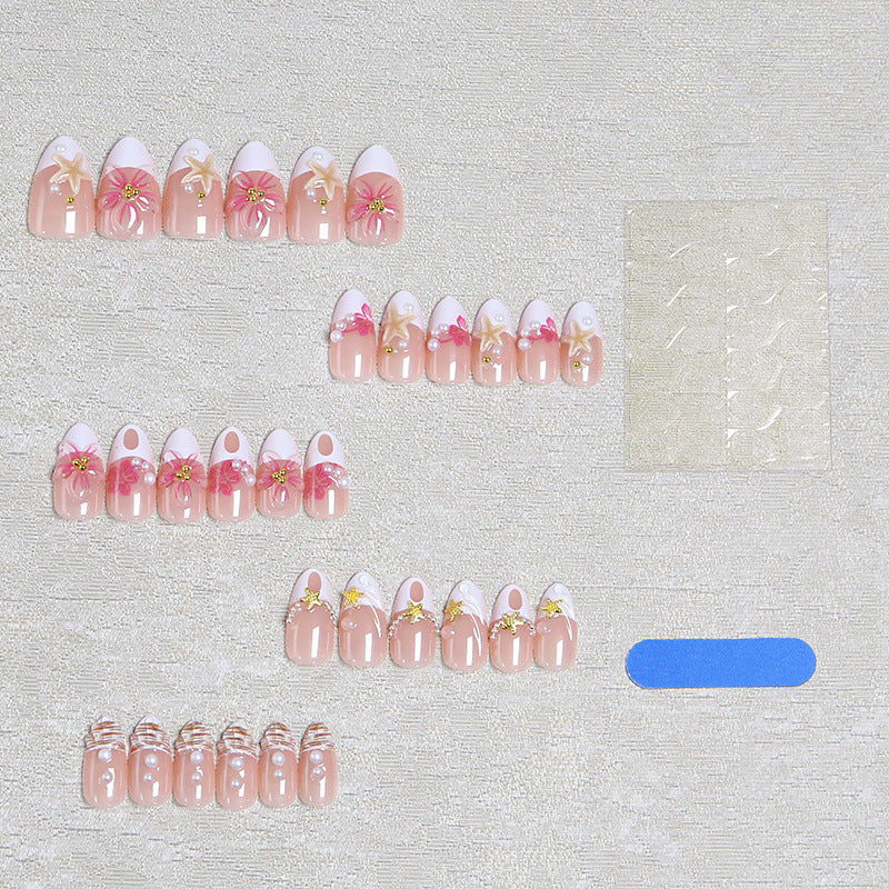 Artificial nail set with floral and maritime designs Bowlift