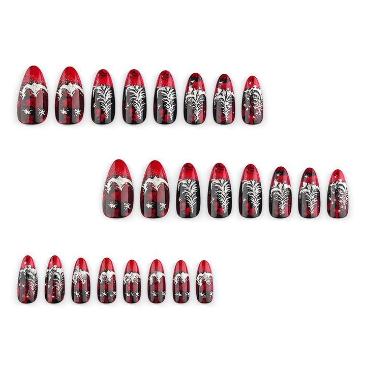 Artificial nails in festive Christmas design with elegant glitter Bowlift