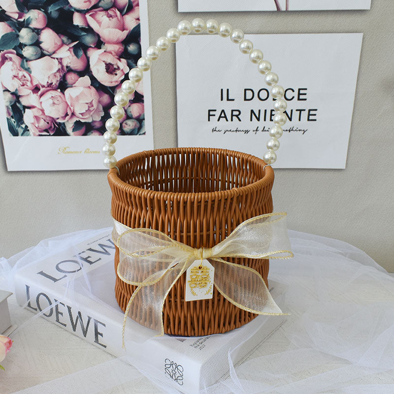 Elegant Handcrafted Rattan Tote Basket Bowlift