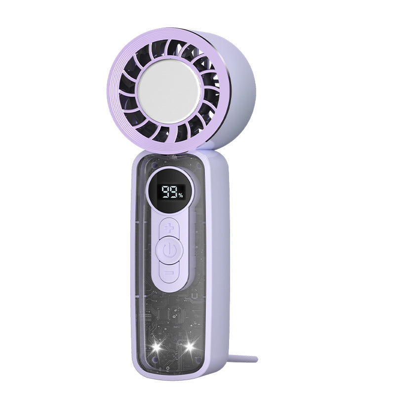 Unisex Portable Mini Dual Fan with LED Display and USB Charging Bowlift