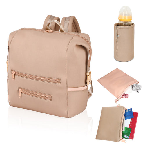 Multi-Functional Diaper Backpack with Insulated Bottle Holder Bowlift