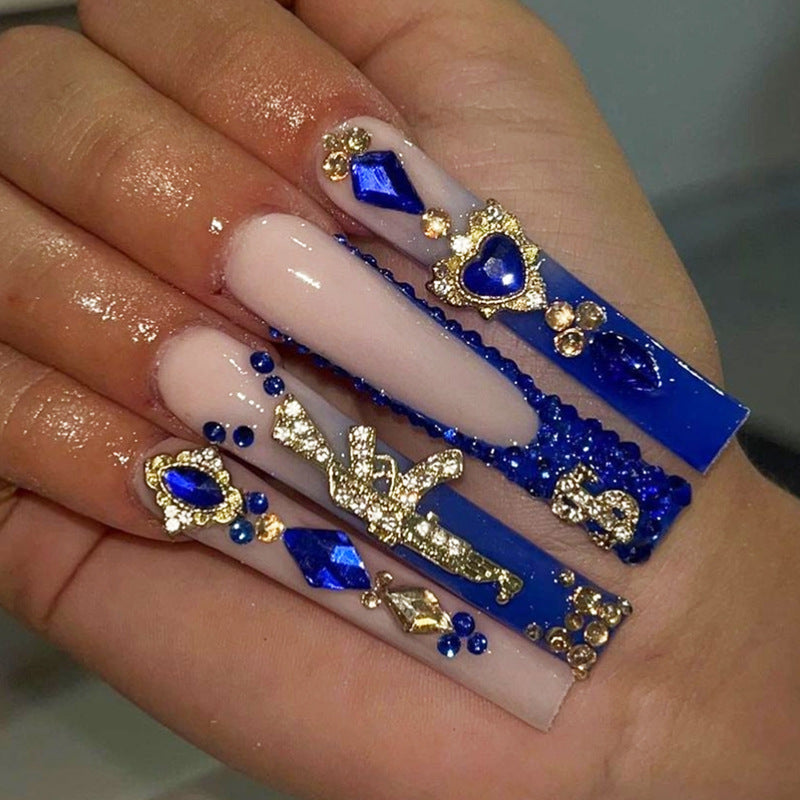 Acrylic nail set with elegant ombre design and sparkling embellishments Bowlift