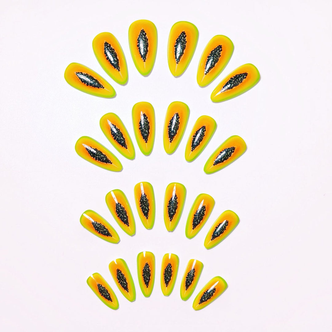 Artificial Nails in Exotic Papaya Design Bowlift