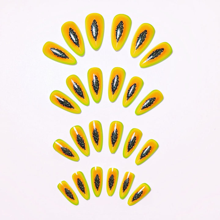 Artificial Nails in Exotic Papaya Design Bowlift