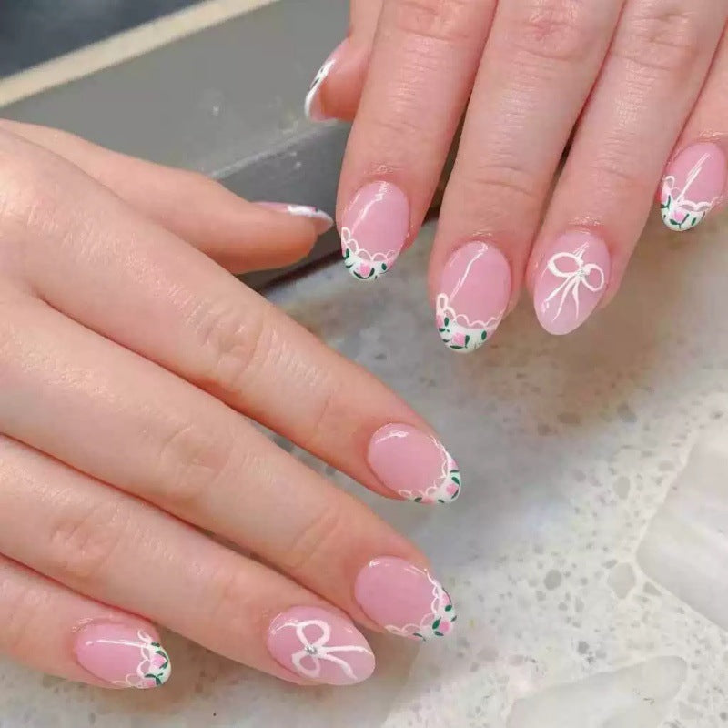 Artificial Nail Set with Elegant Bow Design Bowlift