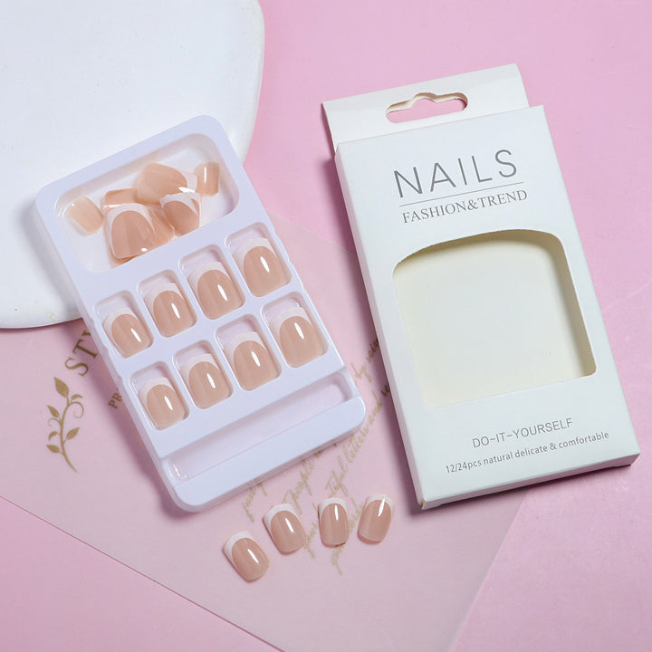 Elegant French Tip Press-On Nail Set Bowlift 1787225130
