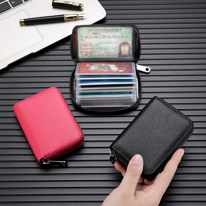 Stylish Zippered Leather Card Holder Bowlift
