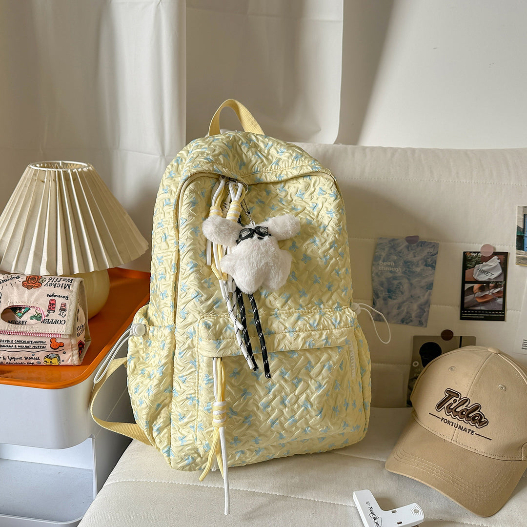 Textured Plush Multi-Compartt Backpack Bowlift