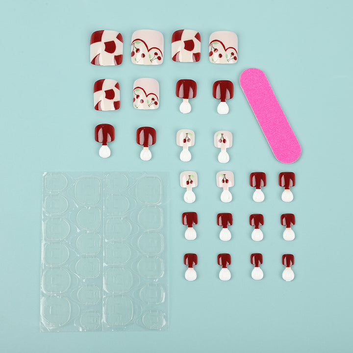 Artificial nails with fresh cherry design Bowlift