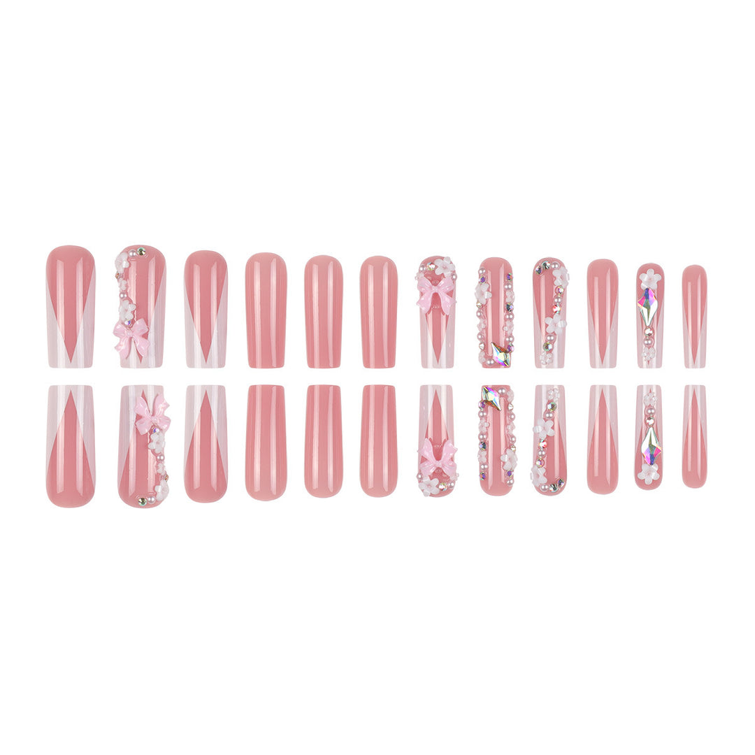 Decorative 3D Floral Design Press-On Nails Bowlift