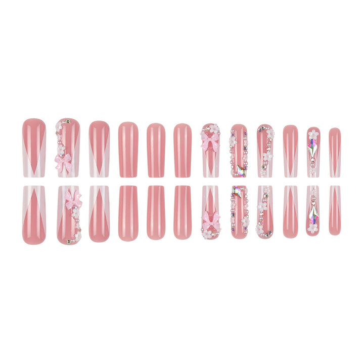 Decorative 3D Floral Design Press-On Nails Bowlift