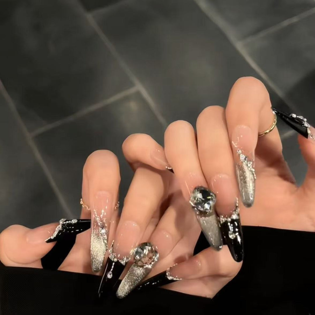 Elegant Floral Design Press-On Nail Extensions Bowlift