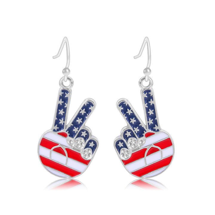 Women's lightweight star earrings with enamel flag design and fishhook Bowlift