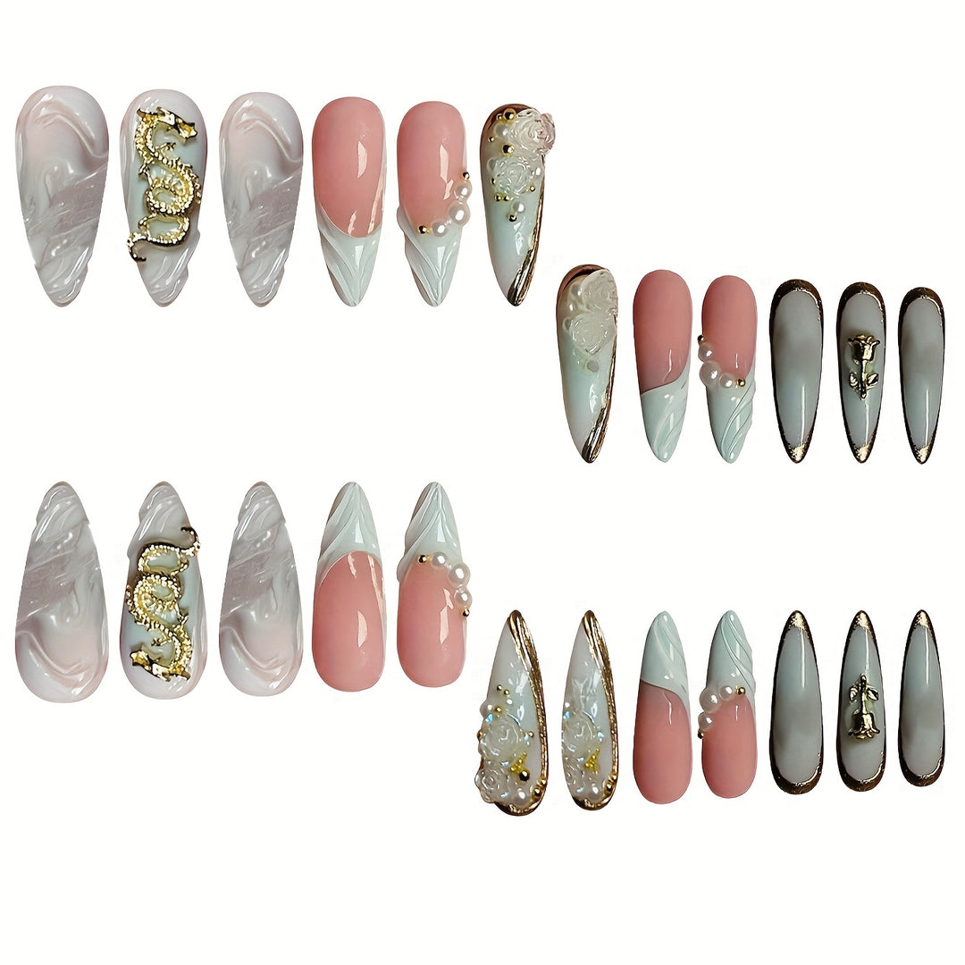 Creative Artistic Press-On Nail Design Bowlift