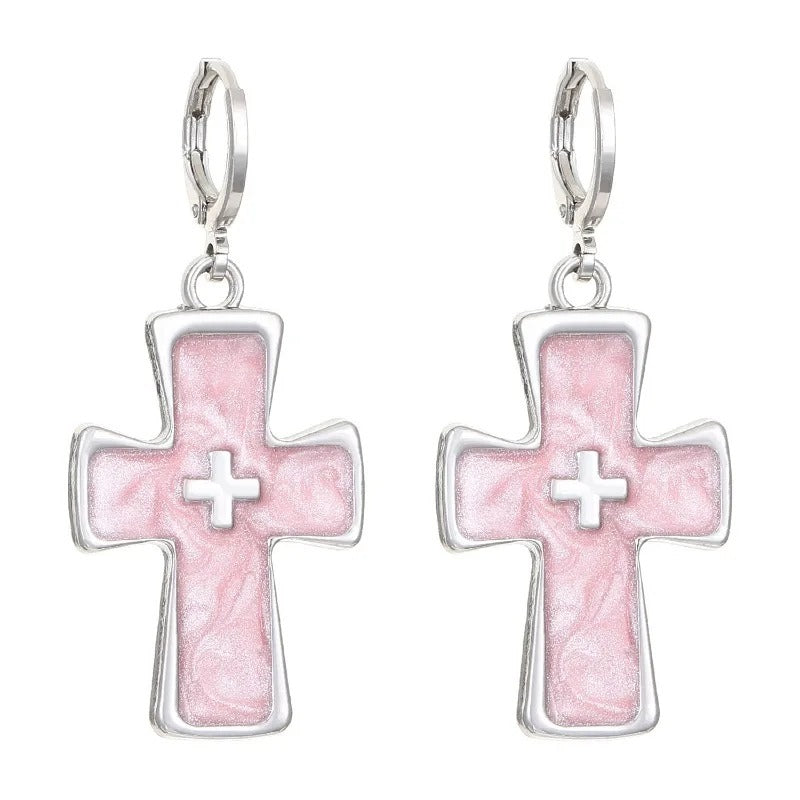 Heart-Inspired Cross Dangle Earrings Bowlift
