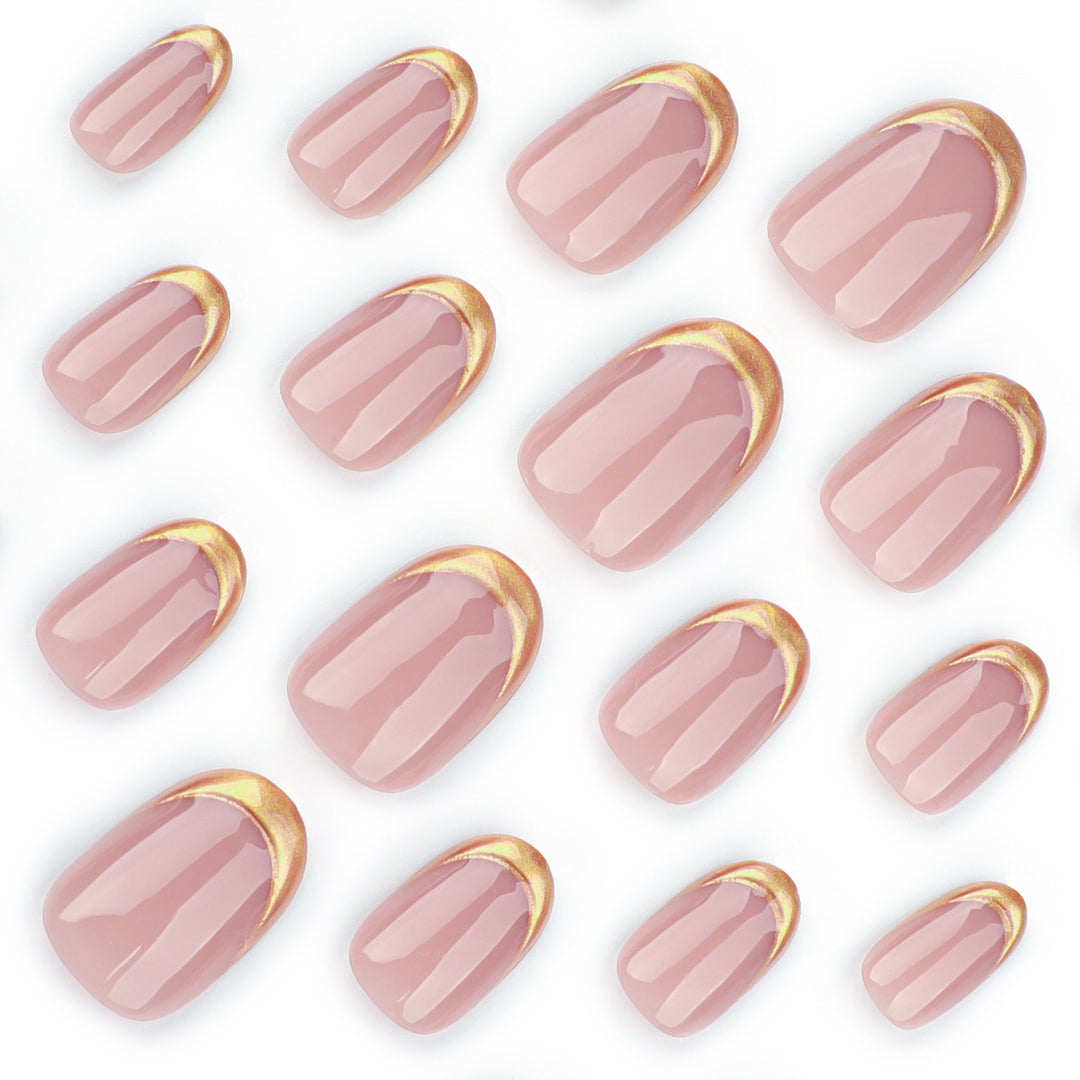Elegant Gold-Tipped French Nail Art Bowlift