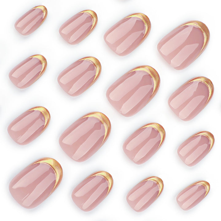 Elegant Gold-Tipped French Nail Art Bowlift