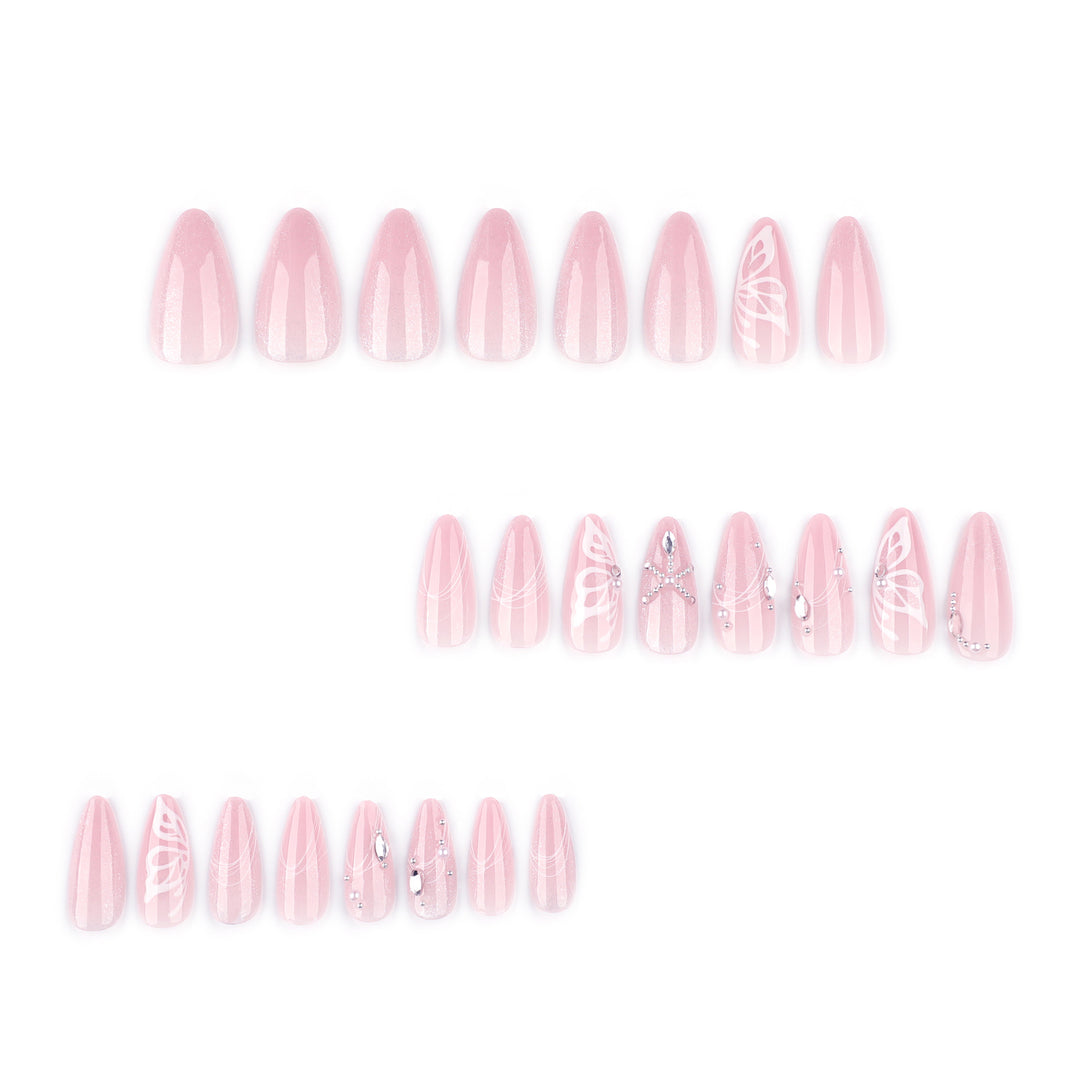 Artful nail extensions with delicate flower and glitter accents Bowlift
