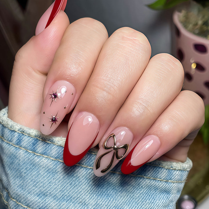 Designer Artificial Nail Set with Elegant Lace Design Bowlift