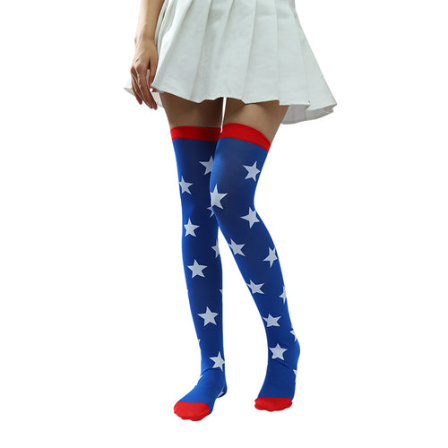 Women's nan star-print over-the-knee compression socks with cushioned sole and silicone grip Bowlift