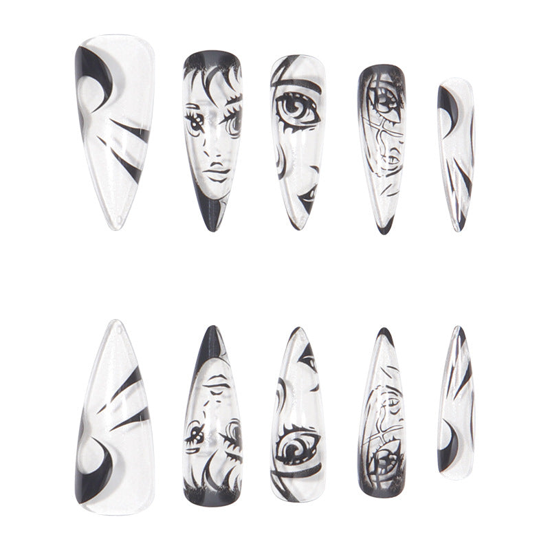 Artistic Long Stiletto Press-On Nails Bowlift