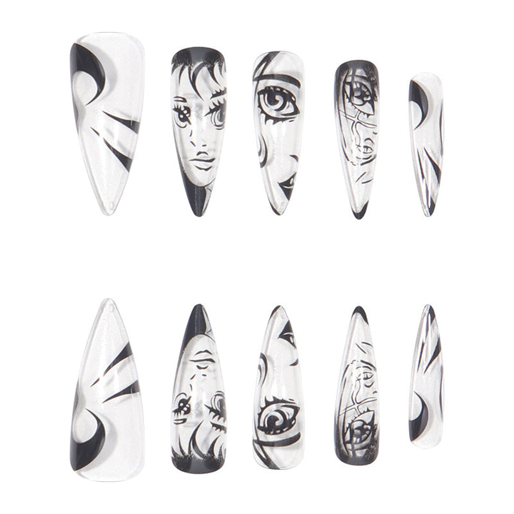 Artistic Long Stiletto Press-On Nails Bowlift