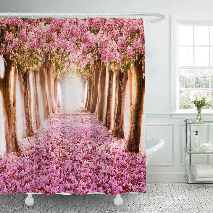 Floral Cherry Blossom Shower Curtain Bowlift